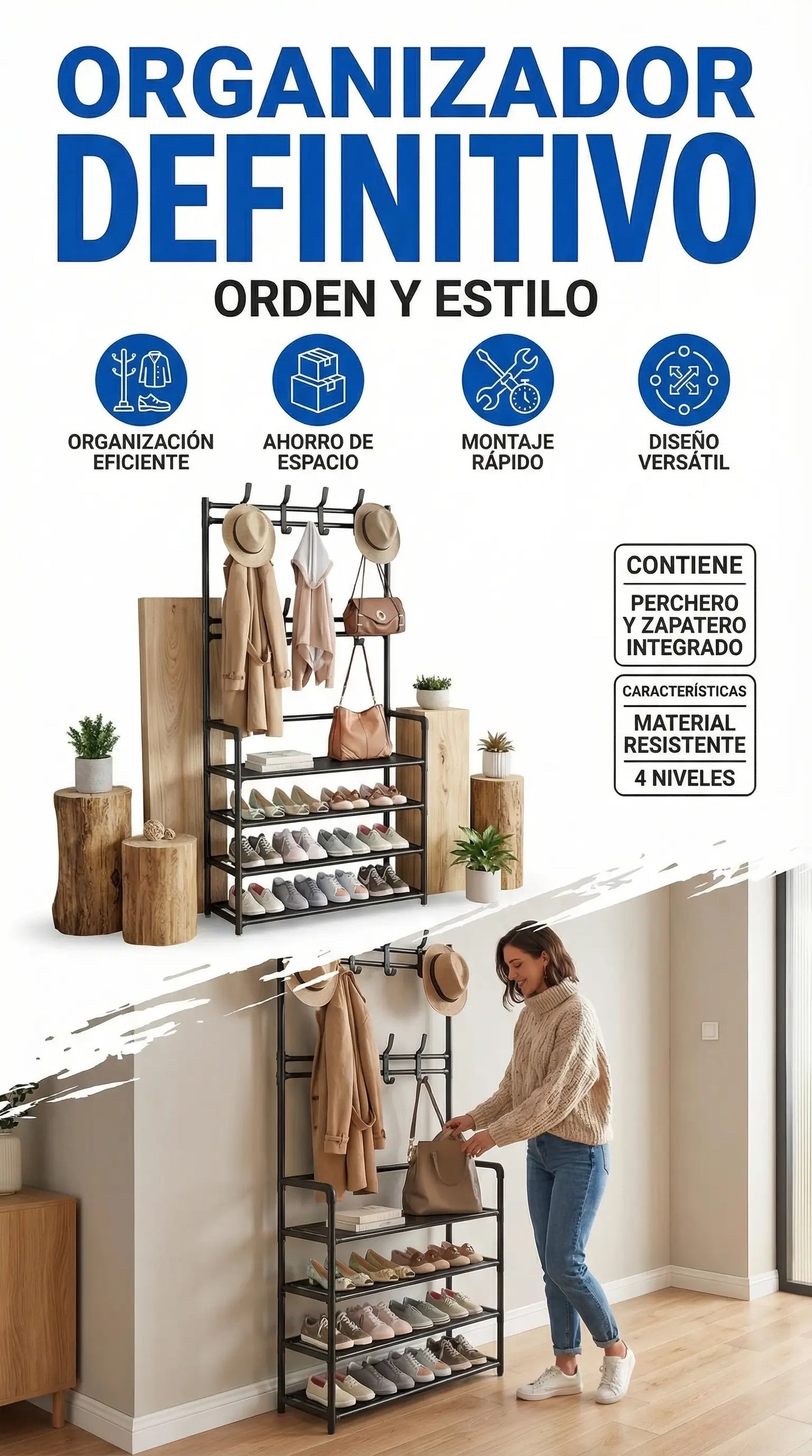 ORDENIX™ - Organizador 4 en 1 + Perchero Vertical